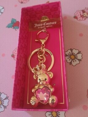 Juicy Couture Gold Bear Bag Charm Keychain Y2K